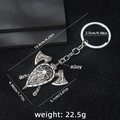 Silver Viking axe keychain with Slavic shield and Kolovrat rune pendant in alloy metal - Antique Silver
