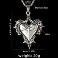 Collar gótico corazón cruz con cadena de acero inoxidable y detalles de tamaño del colgante - Cruz Corazón Con Cadena de Acero