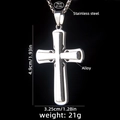 Collar con colgante de cruz de doble capa pulido en cadena de acero para hombre - Cruz No. 179