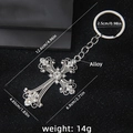 Vintage style cross keychain with sparkling rhinestones and durable alloy chain - No. 102 / Vintage Silver White Rhinestone