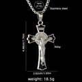 Collana croce gotica argentata con smalto nero e catena in acciaio inossidabile 70cm - Stile Crocifisso 150