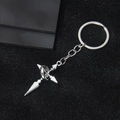 Silberner Metall-Kreuz-Schlüsselanhänger mit weißem Emaille-Tropföl und Punk-Anhänger - Weißes Kreuz Stil