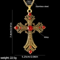 Hip-Hop-Halskette aus Edelstahl mit goldenem Kreuzanhänger und roten Kristallen - Kreuz Nr. 168 + 70cm Goldene Stahlkette