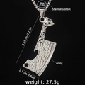 Punk skull cleaver necklace in stainless steel and alloy, dimensions 5.65x2.1cm - Steel Cleaver (70cm)