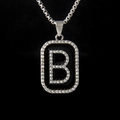 Collana hip hop con ciondolo lettera B in smalto nero e cristalli in acciaio inox - Lettera B