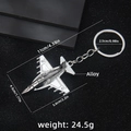 Llavero de modelo avión de combate de aleación plateada con dimensiones y peso detallados - Avión de Combate A (Cierre K Blanco) / Plateado