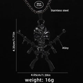 Collar gótico para hombre con calavera y pistolas dobles en acero negro mate - Esqueleto Doble Rifle Negro con Cadena Acero Negra 60cm