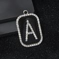Letter A rectangular pendant with black enamel finish and sparkling crystal inlays - Letter A Style Pendant Only (Without Chain)