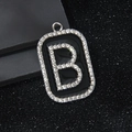 Rectangle black enamel letter B pendant with sparkling rhinestones for DIY jewelry - Letter B Style Pendant Only (Without Chain)