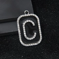Zinc alloy black enamel letter C pendant with sparkling rhinestones for DIY crafts - Letter C Style Pendant Only (Without Chain)
