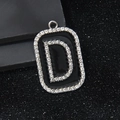 Letter D rectangle pendant with black enamel finish and pavé rhinestones for DIY jewelry - Letter D Style Pendant Only (Without Chain)