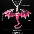 Gothic flying dragon necklace with pink purple enamel wings and colorful rhinestones - Pink Purple Dragon Style (Type B) / 70cm Steel Chain