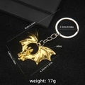 Vintage golden bat keychain accessory with alloy pendant and detailed size specifications - Gold