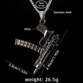 Collana con ciondolo a mitra in acciaio inossidabile argento con catena da 70cm - Canna di Fucile + 70cm Catena in Acciaio