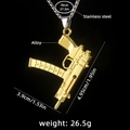 Goldener Gewehr-Anhänger an einer 70cm Edelstahl-Boxkette für Herren Gaming-Schmuck - Gold + 70cm Stahlkette