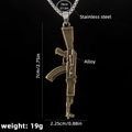 Colgante de rifle AK-47 bronce vintage con cadena de acero inoxidable de 70cm para hombre - Estilo de Rifle AK-47 (Pistola No. 40) / Cadena de Acero 70cm