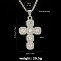 Silberne Kreuzkette mit Strasssteinen und Edelstahl-Kugelkette für Herren und Damen - Kreuz Nr. 208 und 70cm Stahlkette