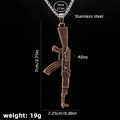 Colgante de fusil AK-47 en bronce con cadena de acero inoxidable para hombre hip hop - Estilo de Rifle AK-47 (Pistola No. 41) / Cadena de Acero 70cm