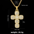 Vergoldeter Kreuzanhänger mit Strasssteinen und Edelstahlkette Abmessungen - Kreuz Nr. 209 und 70cm Goldene Stahlkette