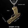 Vintage bronze pistol pendant necklace with P2020 engraving on stainless steel chain - P2020 Handgun Style (Gun No. 44) / 70cm Steel Chain