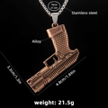 Vintage bronze revolver necklace with stainless steel chain and P2020 detail - P2020 Handgun Style (Gun No. 45) / 70cm Steel Chain