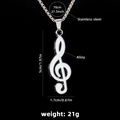 Collana con ciondolo a chiave di violino in smalto bianco e catena in acciaio inossidabile - Chiave di Violino Bianca (A1578)