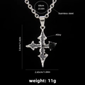 Collier croix gothique en acier inoxydable avec cœur noir et détails de mesure précis - Gris