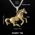 Ciondolo a forma di cavallo in bronzo vintage su catena in acciaio inox da 70 cm - Cavallo 3 (Bronzo) + 70cm Catena in Acciaio