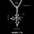 Gotische Edelstahlhalskette in Silber mit schwarzem Öltropfen-Kreuz und Herzanhänger - Kreuz Nr. 224 (Schwarz) + 60cm O-Kette