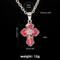 Hip-Hop-Rosen-Kreuz-Anhänger mit rosa Emaille und Edelstahlkette für Damen - Nr. 216 Kreuz (Rot) Mit 60cm O-Kette