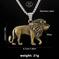 Vintage bronze lion pendant necklace with 70cm stainless steel square chain for men - Lion (Bronze) + 70cm Steel Chain