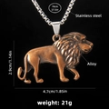 Vintage bronze lion pendant necklace with stainless steel chain for men, 70cm length - Lion (Copper) + 70cm Steel Chain