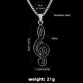 Collana con nota musicale chiave di violino in smalto nero e acciaio, info misura 70 cm - Chiave di Violino Nera (A1579)