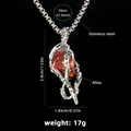 Collar gótico de espinas con gema roja profunda y cadena de acero inoxidable - Corazón de Espinas Rojo (Cadena de Acero 70cm)