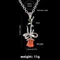 Collana minimalista con ciondolo a forma di rosa 3D rossa e catena in acciaio inox - Rosso