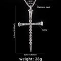 Hip-Hop Silberkreuzkette mit Totenkopfdetails und Edelstahlkette für Herren - Sieben Sünden Kreuz + 70cm Stahlkette