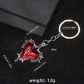 Gothic red heart keychain with silver cross and thorns, punk style alloy accessory - Red Heart Large (B1532)