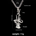 Collana con ciondolo a fiore di mughetto 3D in acrilico e catena in acciaio inox argentato - Bianco