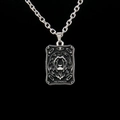 Collier tarot vintage en acier inoxydable avec pendentif lion VIII La Force en argent - Tarot de la Force