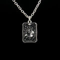 Collier tarot vintage en acier inoxydable avec pendentif Lovers VI noir homme - Les Amoureux Tarot