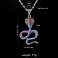 Rainbow cobra snake pendant with stainless steel chain measuring 27.5 inches long - Iridescent Cobra Type 1 with Steel Chain