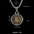 Collana bicolore da 70cm in acciaio inossidabile con ciondolo moneta rotante - 5 Centesimi (Bronzo) + Catena in Acciaio da 70cm