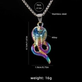 Rainbow plated cobra snake pendant necklace with stainless steel chain for men - Iridescent Cobra Type 2 with Steel Chain