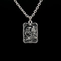 Collier Tarot Mort en acier inoxydable rétro avec corbeau et chiffre romain XIII - Carte de Tarot de la Mort