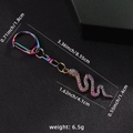 Iridescent cobra snake keychain with colorful rhinestones and spring hook attachment - Iridescent Rhinestone Snake Style 5