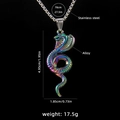 Rainbow plated stainless steel cobra snake pendant necklace with 70cm chain for men - Iridescent Cobra Type 3 with Steel Chain