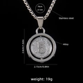 Collana con moneta rotante in acciaio inossidabile argento e incisione I love you - 5 Centesimi (Argento) + Catena in Acciaio da 70cm