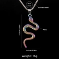 Iridescent cobra snake pendant necklace in stainless steel with detailed scales - Iridescent Cobra Type 4 with Steel Chain