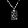 Collier pendentif L'Étoile tarot vintage en acier inoxydable argenté pour homme - Tarot Étoile