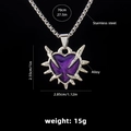 Gothic thorns purple heart pendant necklace in stainless steel with 70cm chain - Thorn Spiky Purple Heart / 70cm Steel Chain